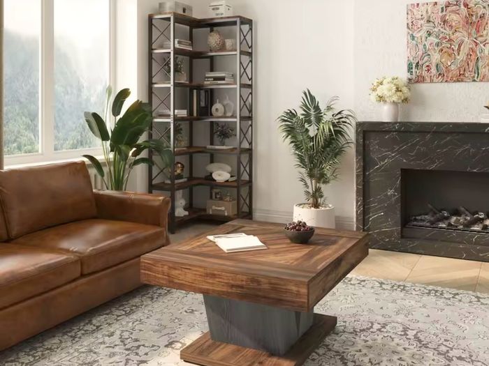 Rustic Square Coffee Table  Modern Living Room Centre Table