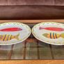 Modern Italian Serving Plates X 2 Hand Painted Stylised Fish Decor Ceramiche Alfa Image 3