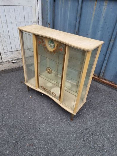 vintage mid century glass display cabinet