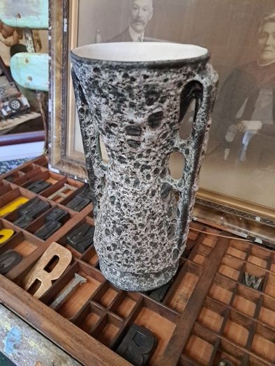 Mid Century Fat Lava Ceramic Vase