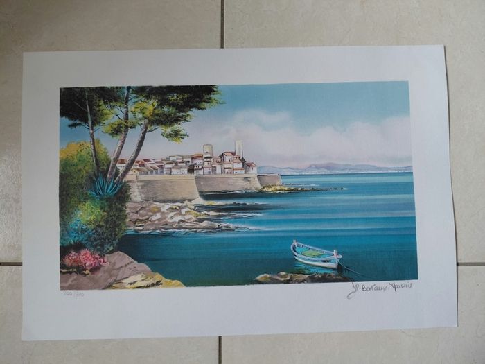 Limited edition lithograph Le Vieil Antibes byJean Pierre Bertaux Marais 266/390