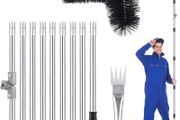 Gutter Cleaning Tools Kit 4M Telescopic Gutter Cleaner Roof with Adjustable Angle Pole Gutter Brush Scoop Roof Cleaning Equipment for Removing Leaves Debris from Gardens Ditches Villas Town Houses