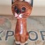 Hand-Carved Wooden Siamese Cat Figurine / Ornament Image 2