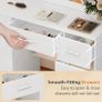 White Dressing Table with LED Mirror 3-Color Lights & Side Cabinet, 2-in-1 Makeup Vanity Desk and Nightstand with 4 Drawers & 6 Storage Shelves, Girls Vanity Table Bedroom Dresser, Large 90cm Image 6