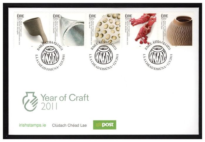 2011 Ireland Year of Craft in Ireland (Ceramics, Glass, Jewellery, Textiles & Wood) Commemorative Stamps First Day Cover (FDC)