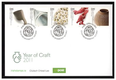 2011 Ireland Year of Craft in Ireland (Ceramics, Glass, Jewellery, Textiles & Wood) Commemorative Stamps First Day Cover (FDC)
