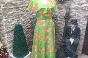 Vintage 60s 70s green floral maxi dress Small