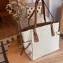 Michael Kors Tote Bag - Like New - Vanilla MK Logo & Tan Leather - Large Image 2