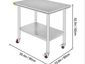 36 x 24 inch Stainless Steel Kitchen Worktable Commercial Work Bench Table with Caster Wheels & Undershelf for Home Restaurant Storage