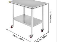 main image for ad 36 x 24 inch Stainless Steel Kitchen Worktable Commercial Work Bench Table with Caster Wheels &amp; Undershelf for Home Restaurant Storage