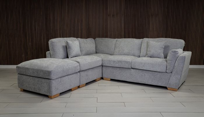 Emme L Shaped Corner Sofa + Movable Stool