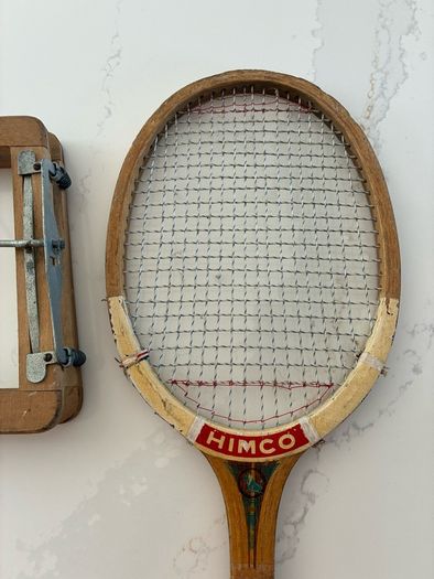Vintage HIMCO Seven Star Model Wooden Tennis Racket with Original Wooden Press - 1960s/70s