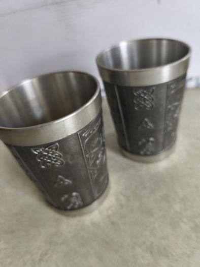 SET OF 2  Vintage Mullingar pewter CUPS 9 CM TALL,