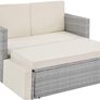 Poly Rattan Lounge Set, 2-Seater Sofa with Backrest, Large Stool with Folding Support, Incl. Thick Cushions, Garden Furniture Set for Garden and Terrace Image 4