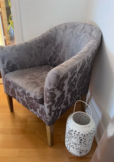 Grey Flower Patterned Armchair