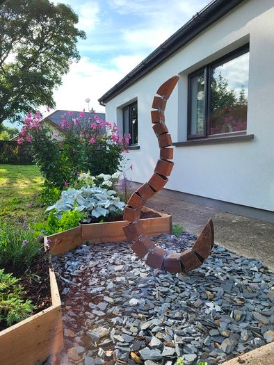 Rustic outdoor sculpture