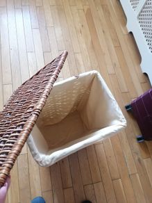 Medium Size Woven Wicker Laundry Basket with Lid