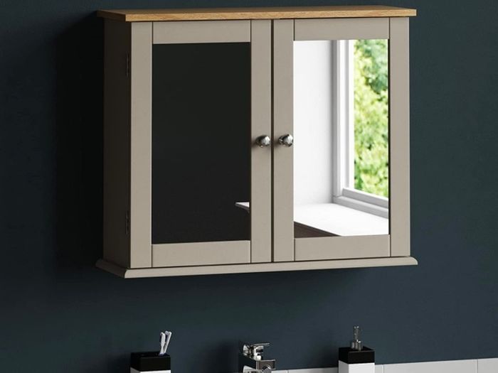 Double Door Mirrored Bathroom Cabinet Storage Cupboard Wall Mounted, White (FREE POSTAGE)