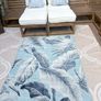 New 115cm x 170cm raised pile leaf tropical outdoor/indoor rug in distressed blue, grey and navy Image 7