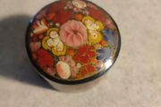 Kashmiri Hand Painted Lacquered Papier Mache Oval Trinket Box