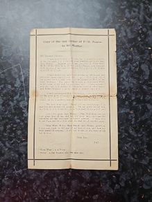 Irish Historical copy of last letter of.Padraic Pearse to his Mother