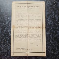 Irish Historical copy of last letter of.Padraic Pearse to his Mother