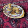 Ceramic Candle Holders On Plate With Bowl Image 2