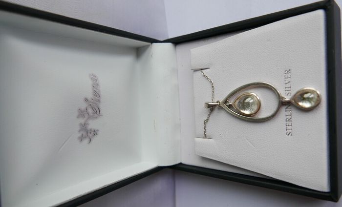 Vintage Sterling Silver 925 "Teardrop " Pendant and Necklace length 21" - 6,58g