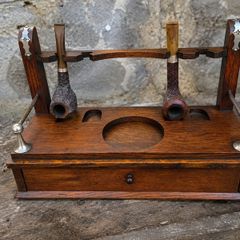 Edwardian Oak Smokers Companion.
