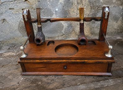 Edwardian Oak Smokers Companion.