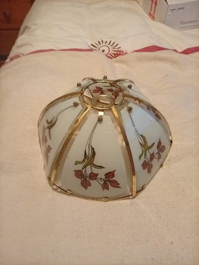 Classic 6-Panel Curved Glass Floral Lampshade.