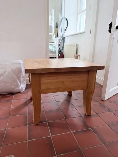 Free Solid Wood Square Side Table with Drawer
