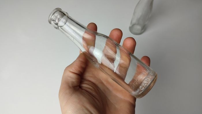385 - Set of 2 Vintage Collectible Decorative Clear Glass Cantrell and Cochrane Mineral Bottles