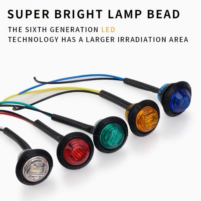 10pcs of 3/4-inch Bullet-style Round LED Side Marker Lights, Suitable for 12V- 24V Trailers, Trucks,