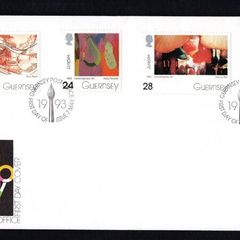 1993 Guernsey Europa: Contemporary Art Commemorative Stamps Official First Day Cover (FDC)