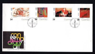 1993 Guernsey Europa: Contemporary Art Commemorative Stamps Official First Day Cover (FDC)