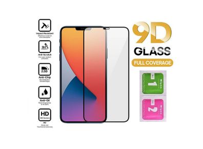 For iPhone 12 Tempered Glass 9D Curved Screen Protector Full Coverage / Glue - FHT18IPTG