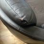 Large circular leather swivel chair and foot stool Image 4