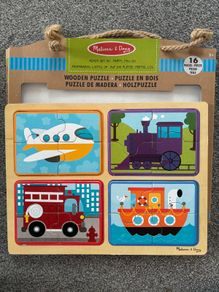 Melissa and Doug 16 Piece Woodwn Jigsaw Vehicles