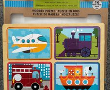 Melissa and Doug 16 Piece Woodwn Jigsaw Vehicles