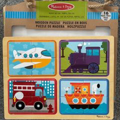 Melissa and Doug 16 Piece Woodwn Jigsaw Vehicles