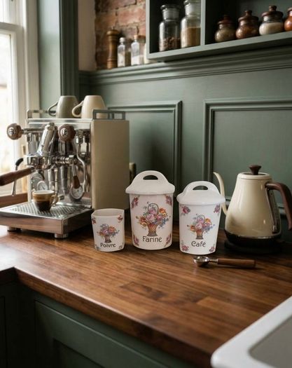 3 porcelain vintage kitchen jars
