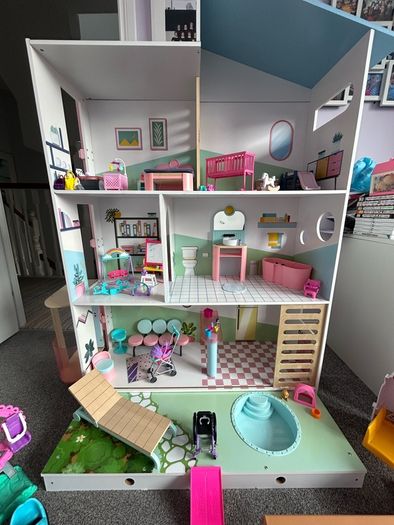 Barbie dream house, ambulance, 15+ dolls and accessories