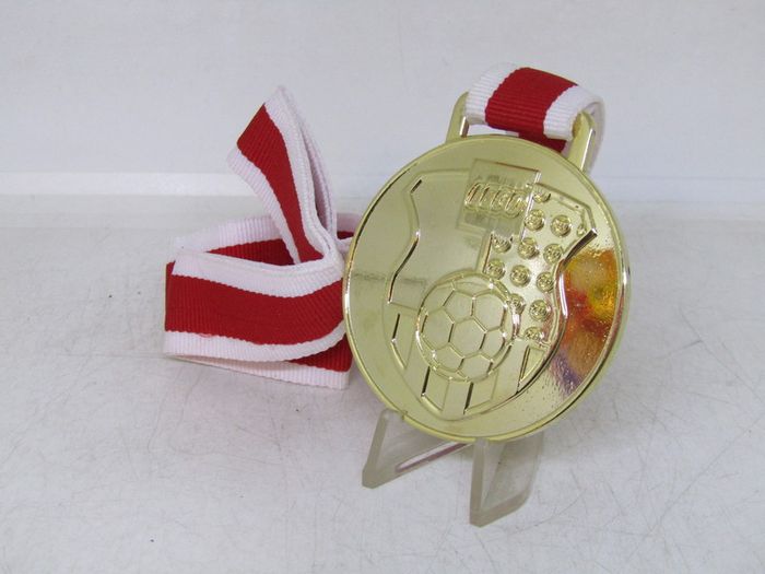 Lego Soccer Football Metal Medal With Ribbon Red And White This Is A Metal Medal From 2002