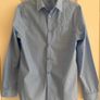 Boys 2 blue M&S uniform long sleeve school shirts and pair of navy trousers size 13-14 Image 2