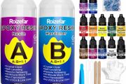 Resin Kit 380ml, Crystal Clear Epoxy Resin, Coating and Casting Resin with Foil Flakes, Resin Color Pigment, Sequins for Artwork, Jewelry Making