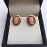 Vintage 18ct Yellow Gold Cameo Stud Earrings Image 2