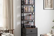 Media Storage Cabinet, 4-Shelf DVD Shelf Organizer with Drawers