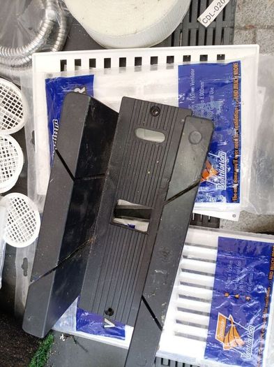 building tools/items. Include trowel, mitre, shower hose, vents...