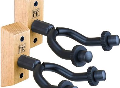 NEW SALE | Guitar Wall Mount Display Bracket Guitar Hanger Hook Holder Keeper Wall Mounted Hanging Stand Wooden Wood Base for Bass Electric Acoustic Guitar - 2 Pack